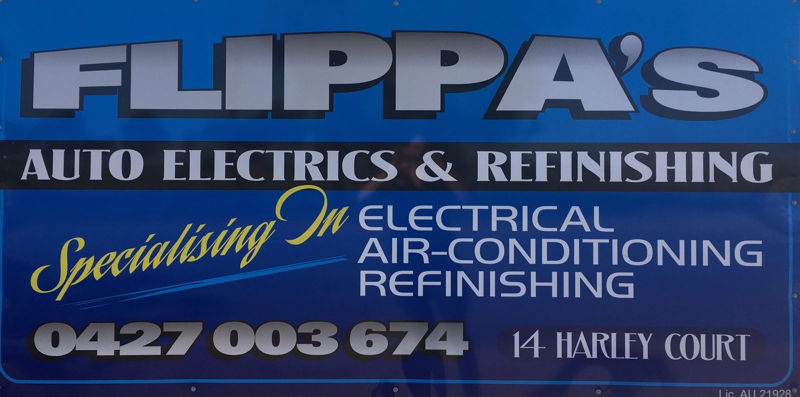 Flippa's Auto Electrics & Refinishing sign
